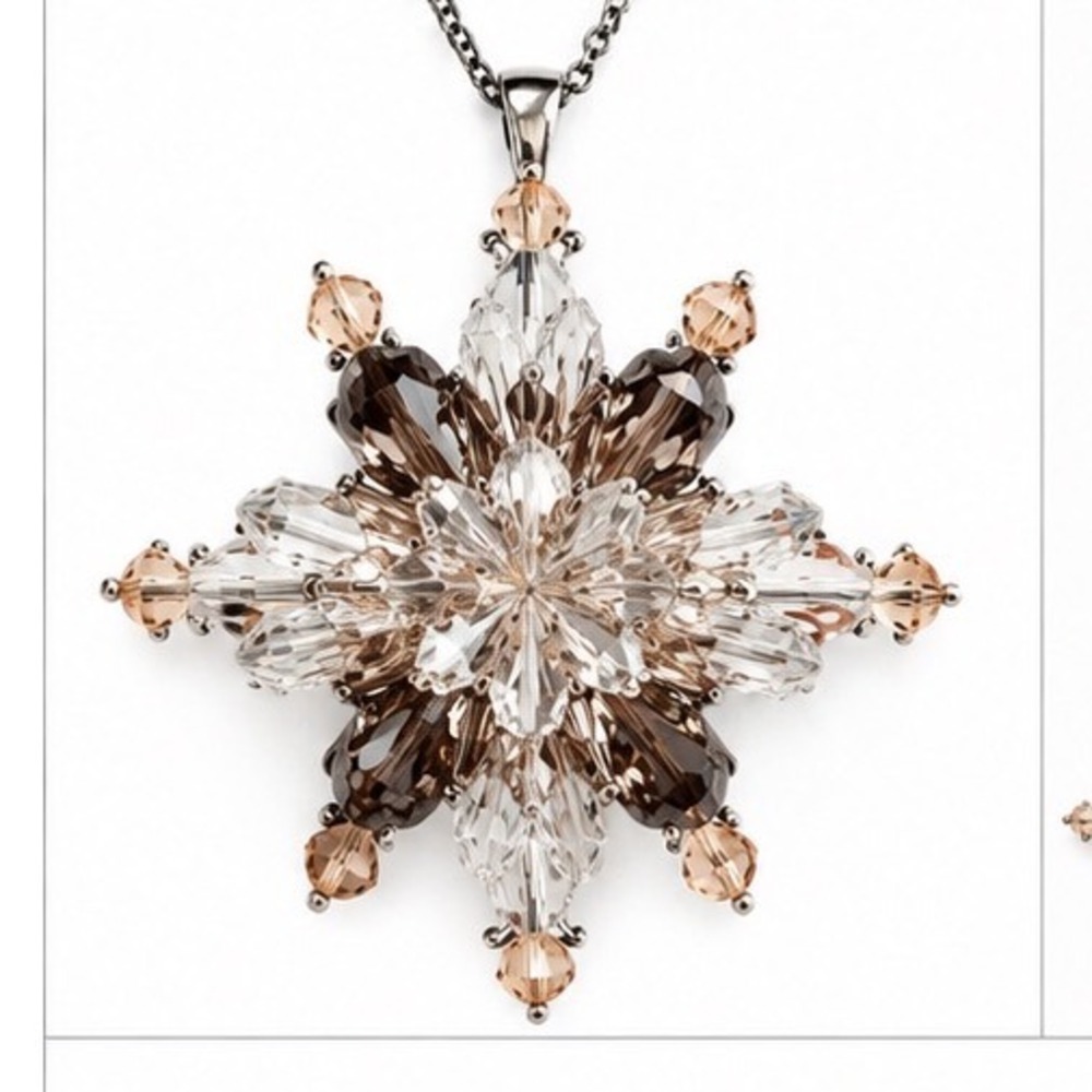 LOFT Oversized Crystal Snowflake Statement Necklace Smokey charcoal charcoal